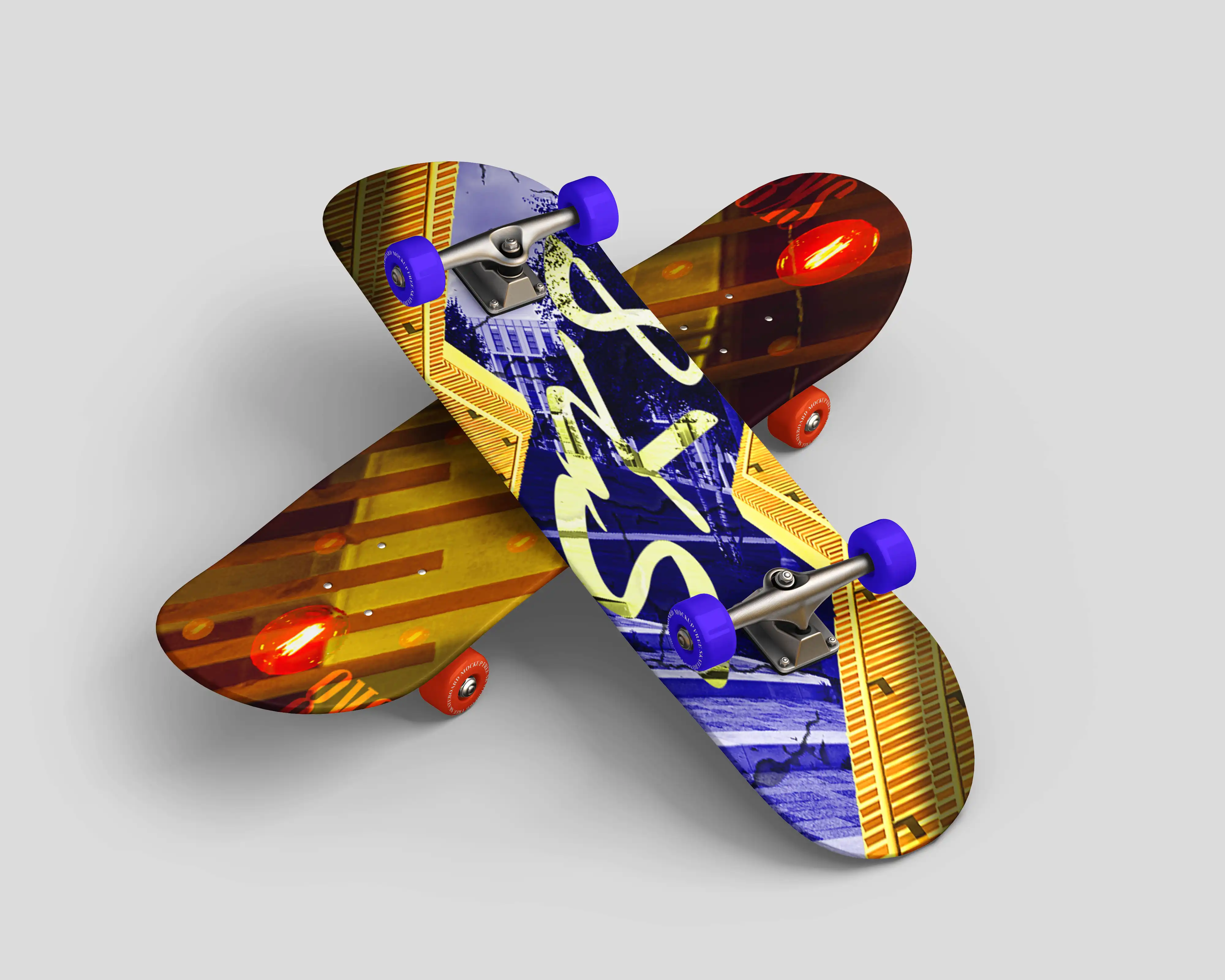 Image of skateboard designs on template